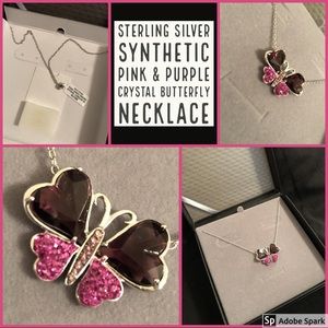 Sterling Silver, Synthetic Crystal Necklac…